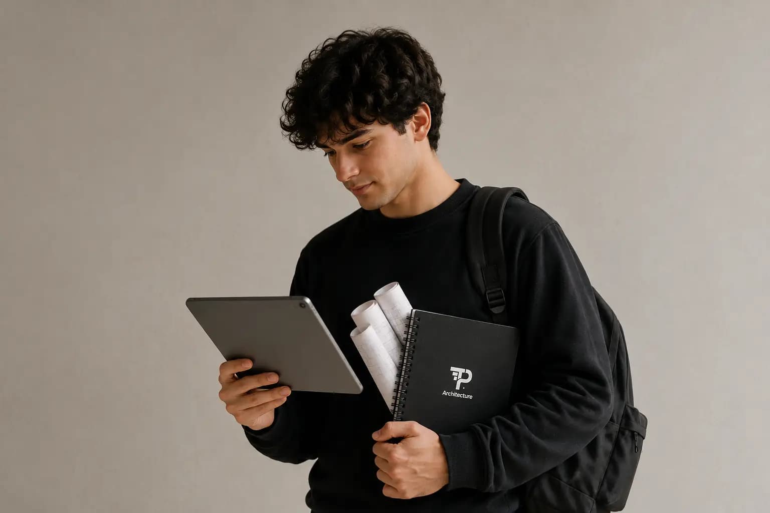 Student holding course pack